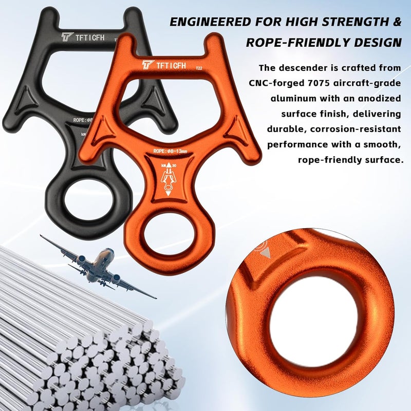 TFTICFH Figure 8 Descender, 30kN Climbing Descender, Heavy Duty 7075 Aluminum Belay & Rappel Equipment for Climbing, Mountaineering, Arborist, Caving, Aerial Yoga - Image 4